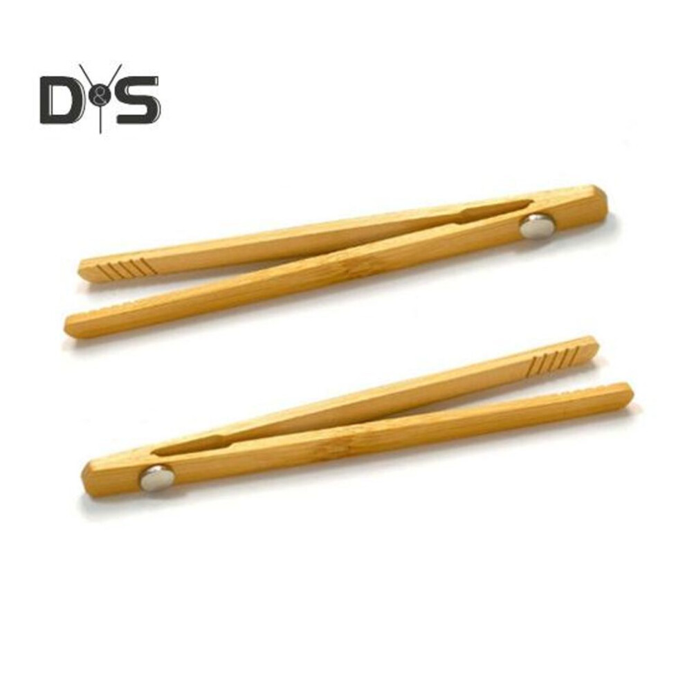 (as the picture, 2pcs) 1/2pcs Bamboo Toaster Tongs Magnetic Food Serving Tongs Cooking Mini Anti-slip Bamboo Utensils For Bacon Bread Salad