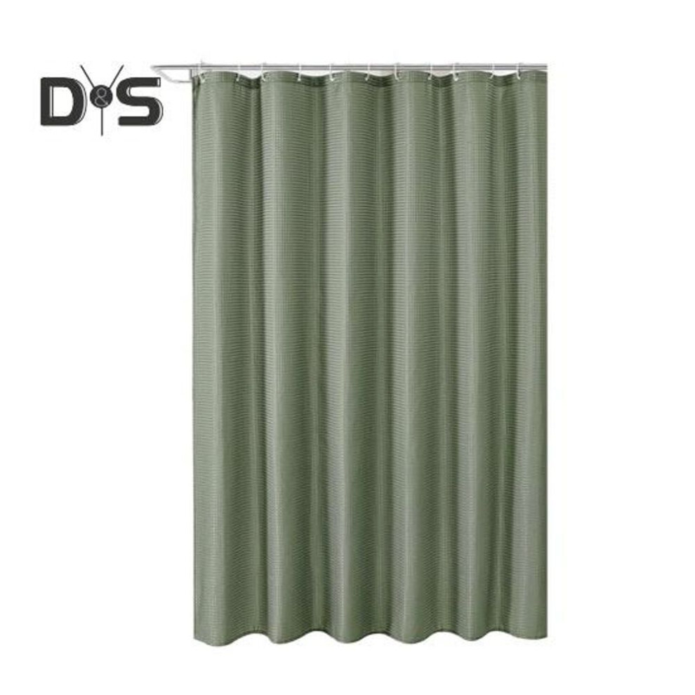 (green, 180x180cm) 1 Set Shower Curtain With Hooks Waffle Texture Multi Color Available Thick Linen Easy Installation Care Hotel Camping Bathroom Rvs Shower Curtain