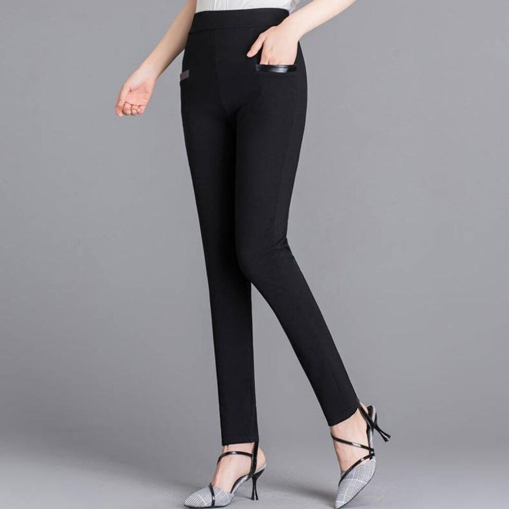 (black, XXL) GMXIA Casual Pants Women's Summer Pants Women's High-waisted Small Legs Cropped Pants Pencil Pants