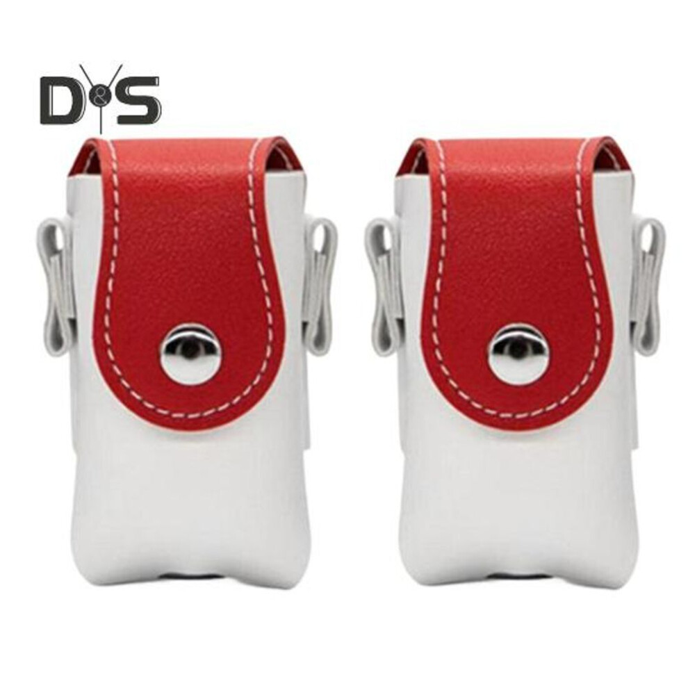 (red) 2pcs Golf Ball Bags Faux Leather Golf Ball Protection Pouch Outdoor Hanging Keychain Mini Waist Bag For Golf Balls And Tees