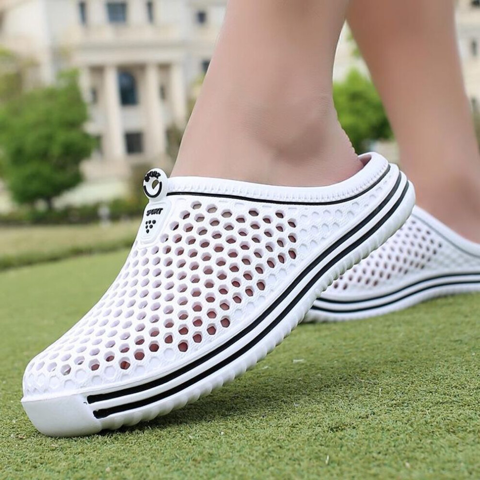 (white, 37) Men's Summer Breathable Outdoor Half Slippers Sandals Casual Beach Flip Flops