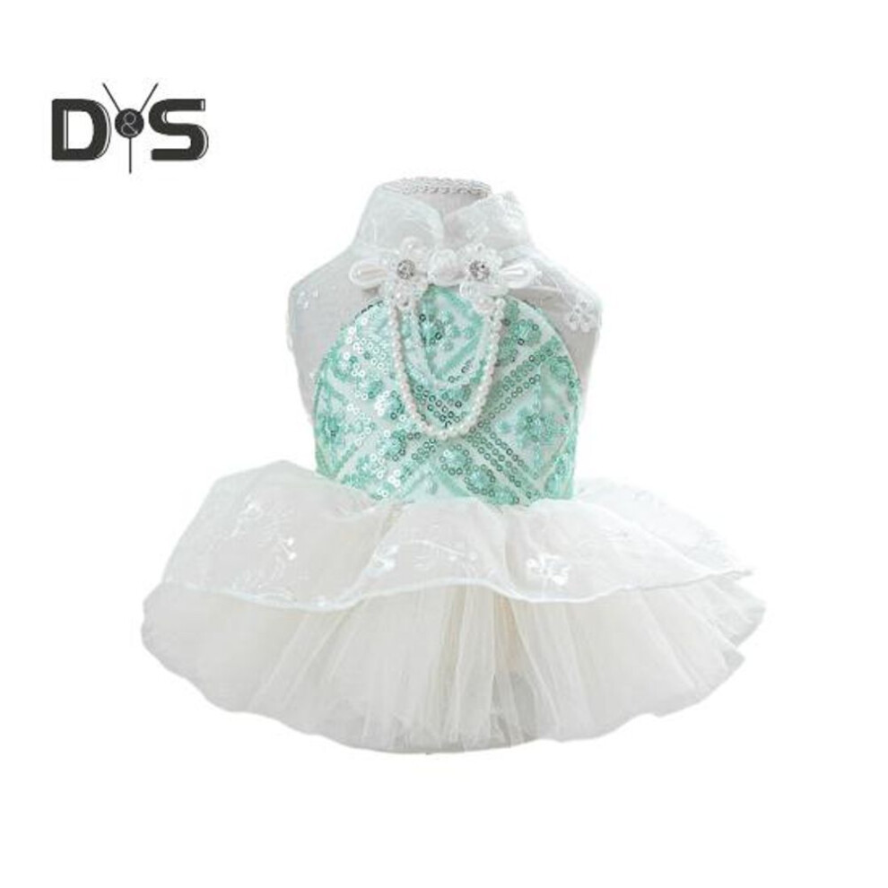 (green, S) Dog Blingbling Princess Dress Puppy Lace Cake Camisole Skirt Sweet Pet Dress-up Costume Tutu Dress for Halloween Christmas Birthday Parties