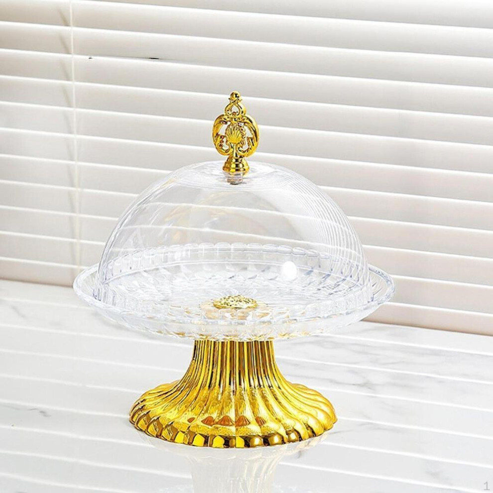 (S) Cake Display Stand Holder with Dome Lid Nuts Tray Covered Serving Platter for Dessert Cookies