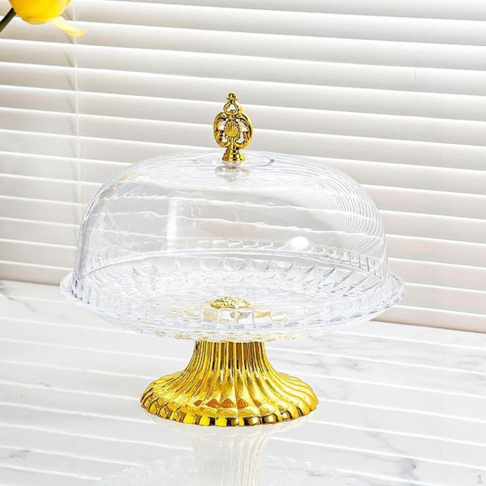 (M) Cake Display Stand Holder with Dome Lid Nuts Tray Covered Serving Platter for Dessert Cookies