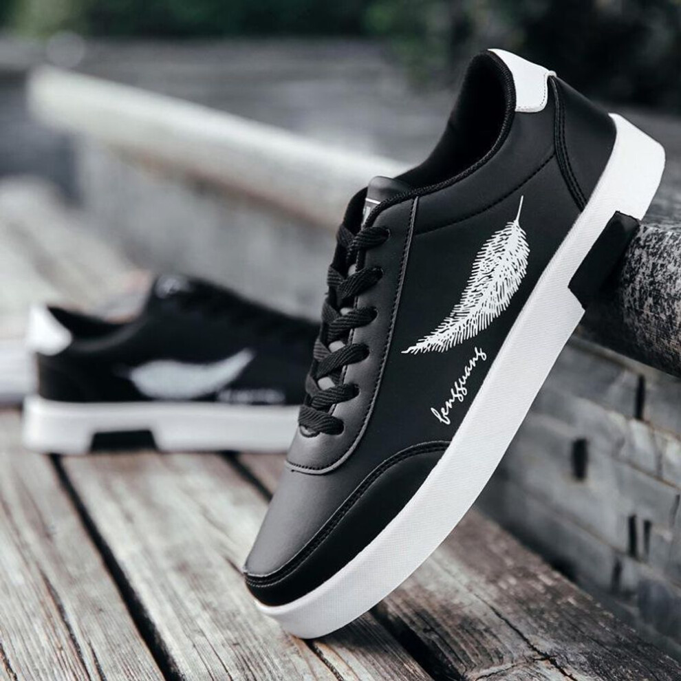 (black, 44) Men's Korean-Style Breathable White Low-Top Sneakers, Spring/Summer 2024 Fashion