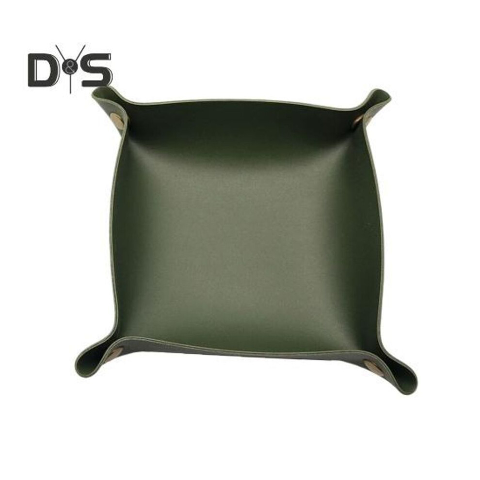 (dark green, L) Multifunctional Storage Tray Foldable Design Solid Color Coaster Coffee Cups Mat Decorative Jewelry Storage Organizer