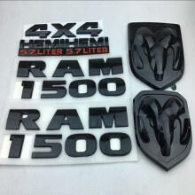 7-delige set zwart Dodge Ram 1500 4x4 Hemi embleem badge logo letters naambordje