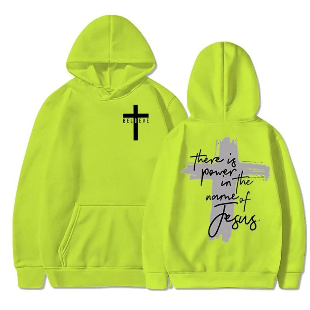(green, XL) Men Christian Faith Essential Hoodies There Power The Name of Jesus Graphic Hoodie Cross Faiths Sweatshirts Hoodies & Sweatshirts Men's