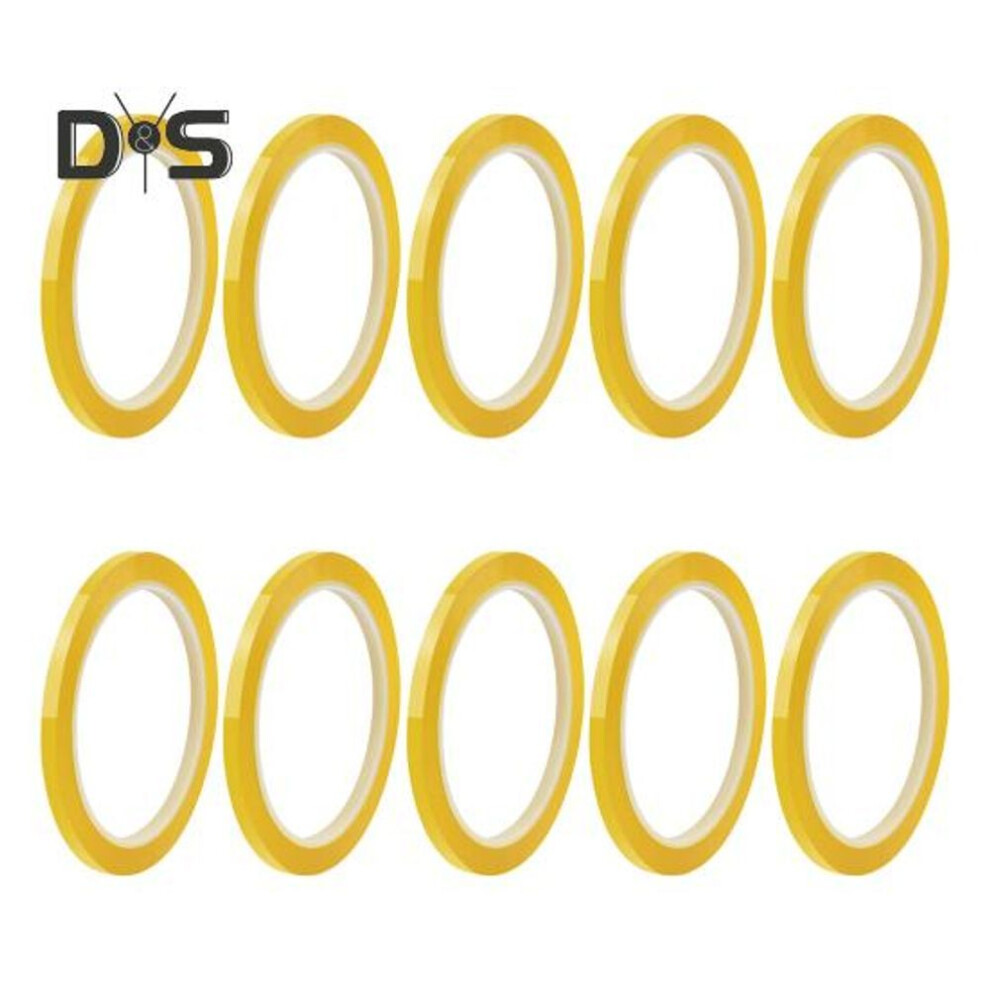 (dark yellow) 10 Rolls PET Adhesive Tape Stained Glass Leading Lines 3mm 164Ft Waterproof Tape for Window Glass Painting Crafting Supplies