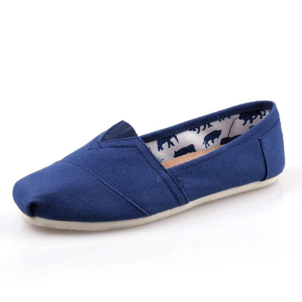 (blue, 43) Summer Single Shoes Solid Loafers Men Classic Canvas Flats Shoes Women Comfortable Breathable Men Casual Shoes Slip-on Espadrilles