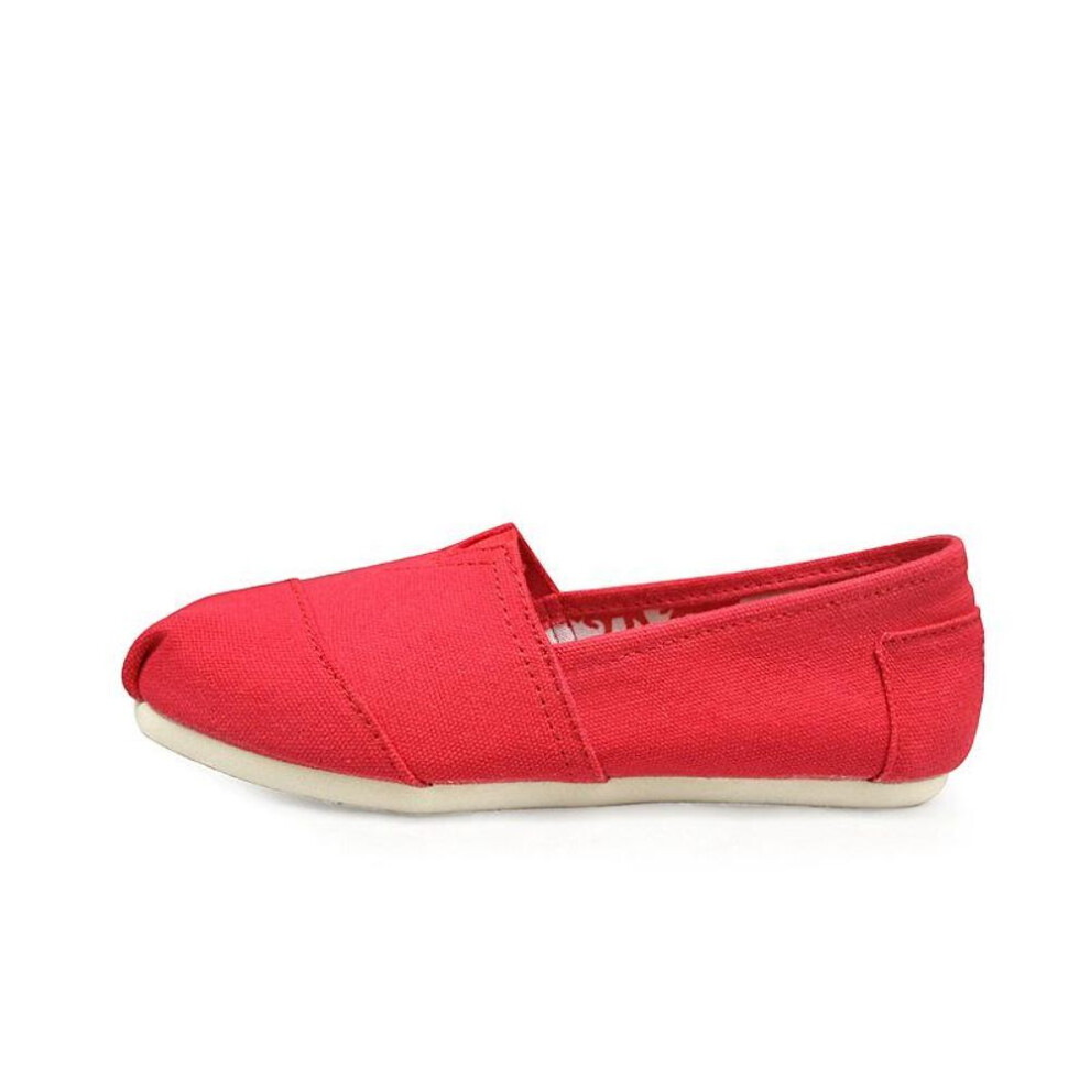 (red, 38) Summer Single Shoes Solid Loafers Men Classic Canvas Flats Shoes Women Comfortable Breathable Men Casual Shoes Slip-on Espadrilles