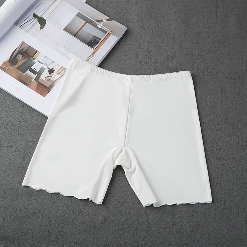 (white, XL) Women Ice Silk Boxer Shorts Girls Safety Briefs Boyshort Underwear Tights Thin Lingerie Short Pants Summer
