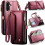 (wine red, Samsung A13/A04/A04S) Large Capacity 3-Layer Multi-Function Zipper Wallet Case with RFID Blocking for iPhone Samsung Google Phone Flip Case with Adjustable Straps 1