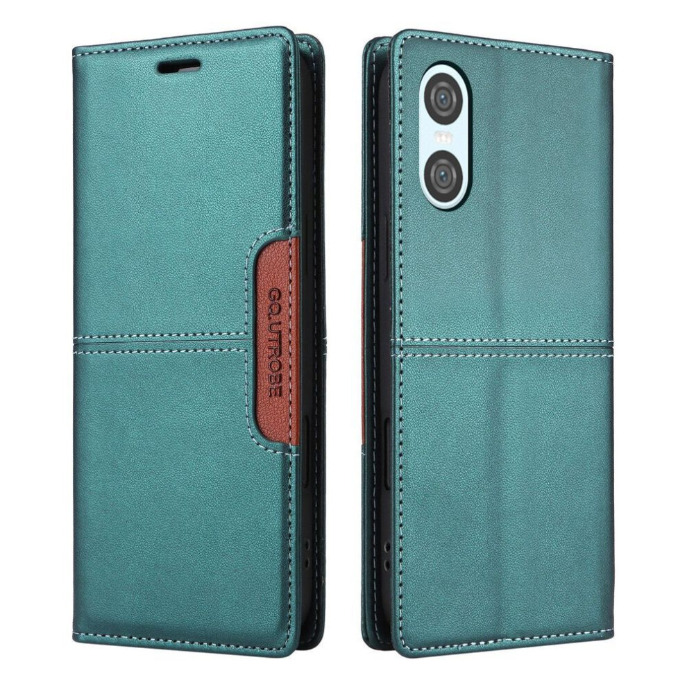 (, Sony Xperia 10 Iv) Luxury Leather Case For Sony Flip Folio Rfid Blocking Wallet Kickstand Protective Cover Holster For Sony Xperia 5 Vi/Xperia Green 4252783851966