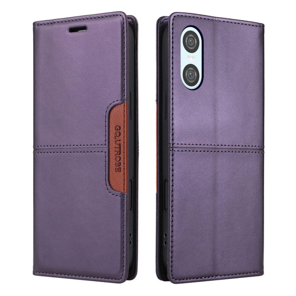 (, Sony Xperia 5 Vi) Luxury Leather Case For Sony Flip Folio Rfid Blocking Wallet Kickstand Protective Cover Holster For Sony Xperia 5 Vi/Xperia Purple 4252783883509