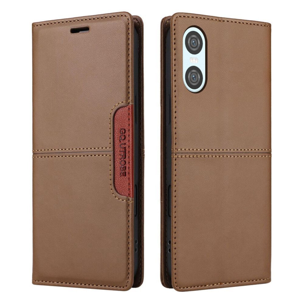 (, Sony Xperia 5 Iv) Luxury Leather Case For Sony Flip Folio Rfid Blocking Wallet Kickstand Protective Cover Holster For Sony Xperia 5 Vi/Xperia Brown 4252783890590