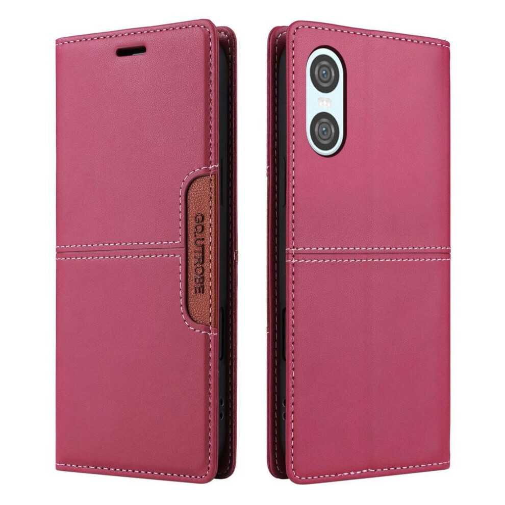 (, Sony Xperia 5 Vi) Luxury Leather Case For Sony Flip Folio Rfid Blocking Wallet Kickstand Protective Cover Holster For Sony Xperia 5 Vi/Xperia 10 Red 4252783907526