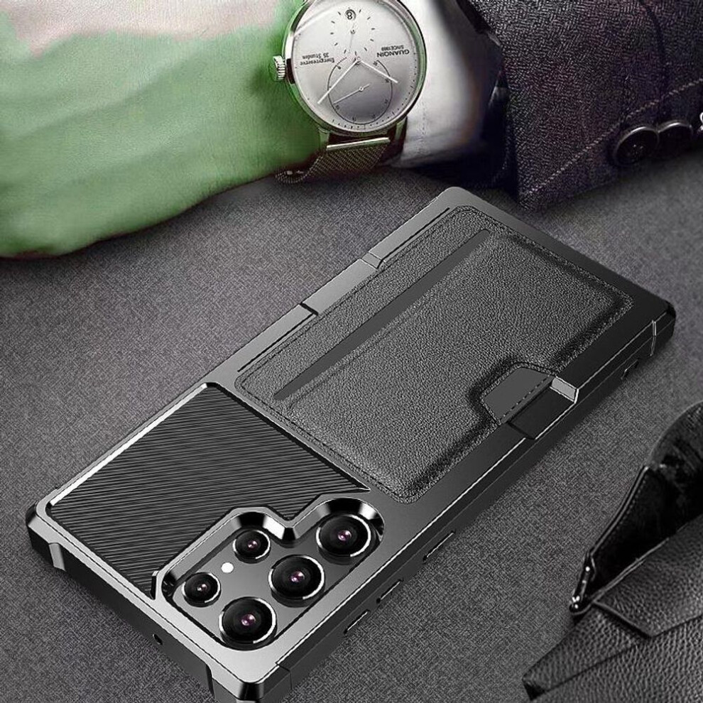 (black, for Galaxy S21 Ultra) For Samsung S25 Ultra Card Pocket Fitted Case For Samsung Galaxy S25 Ultra S23 Fe S22 S24 Plus S21 Mobile Phone Accessories