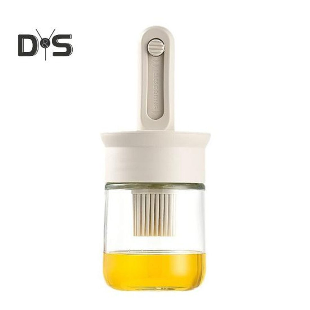 (white) Oil Brush Bottle Bpa-free Oil Dispenser With Retractable Brush High Temp Resistant Kitchen Tool For Cooking Baking Barbecue