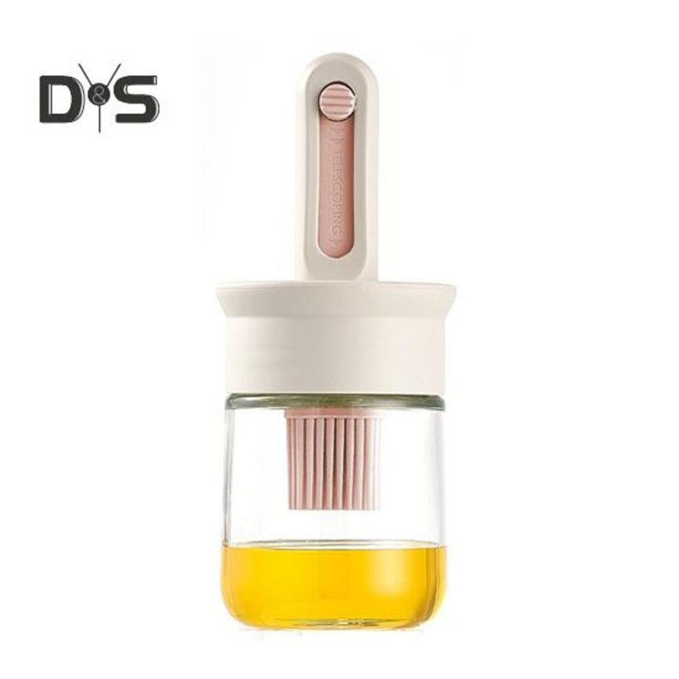 (pink) Oil Brush Bottle Bpa-free Oil Dispenser With Retractable Brush High Temp Resistant Kitchen Tool For Cooking Baking Barbecue
