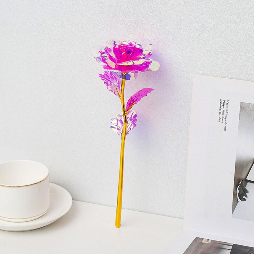 (pink) Colorful Luminous Rose Artificial Led Light Flower Unique Gifts For Girls