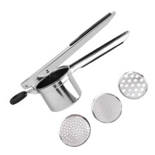 (black, A) Ricer for Mashed Potatoes Stainless Steel Potato Press Manual Juicer Potato Masher Professional Kitchen Tool