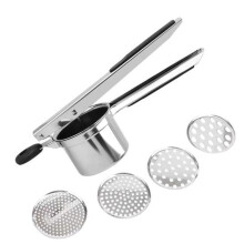 (black, B) Ricer for Mashed Potatoes Stainless Steel Potato Press Manual Juicer Potato Masher Professional Kitchen Tool