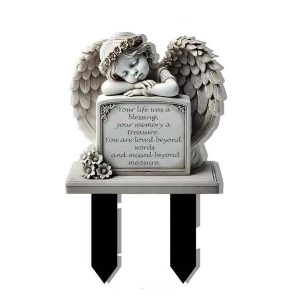 Memorial Cemetery Plaque Stake Angel Shaped Outdoor UV-Resistant Waterproof Acrylic Sympathy Garden Decoration