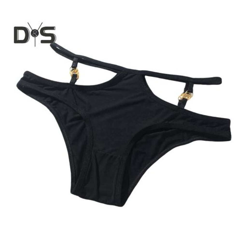 (black, XL) Women's Sexy Underwear Low Waist T-back Panties Hollow Out Strap G-string Thongs Ladies High Cut Bikini Briefs