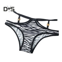 (black white, L) Women's Sexy Underwear Low Waist T-back Panties Hollow Out Strap G-String Thongs Ladies High Cut Bikini Briefs