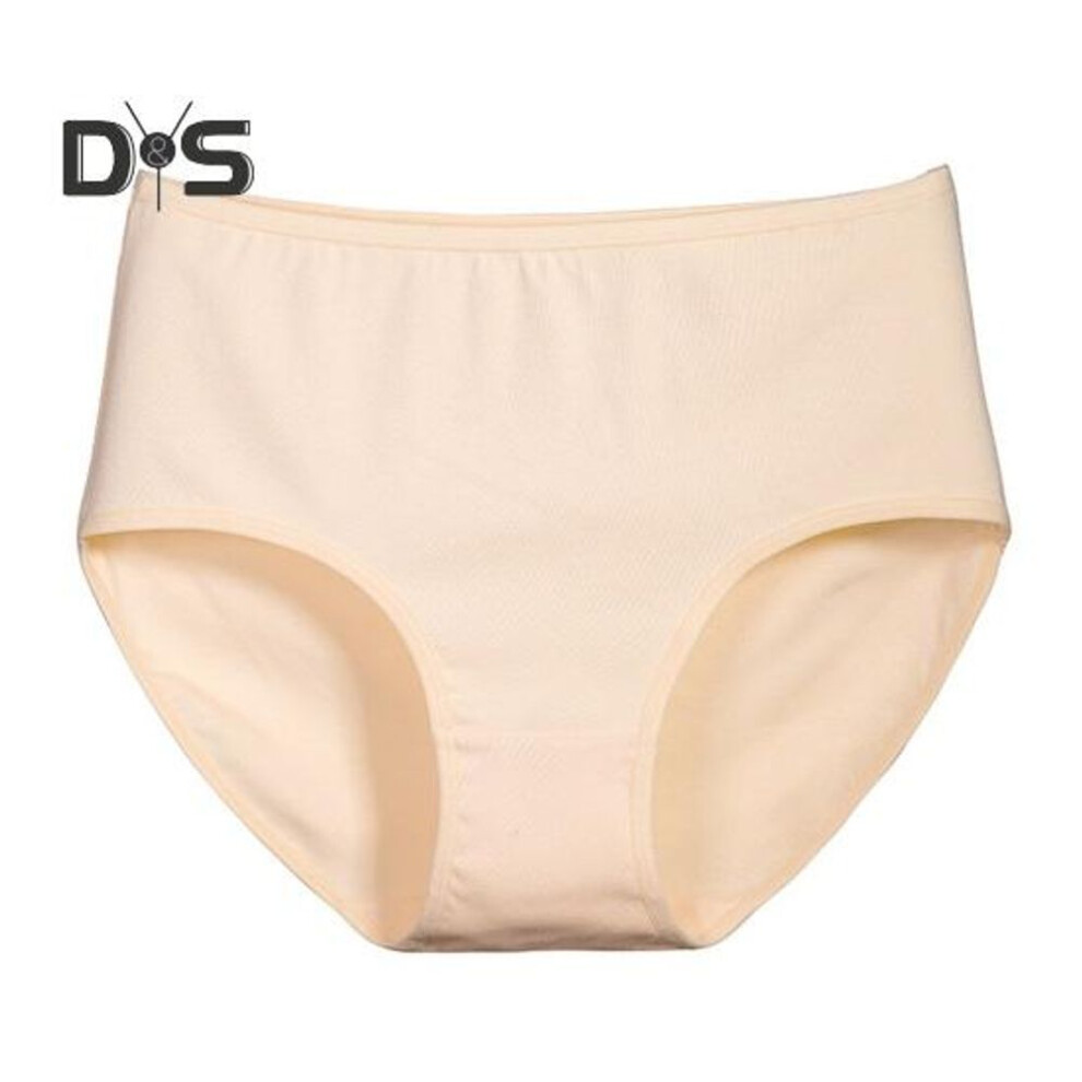 (beige, M) Women's High-waisted Briefs Soft Full Coverage Cotton Underwear Ladies Seamless Stretch Panties for Daily Wear