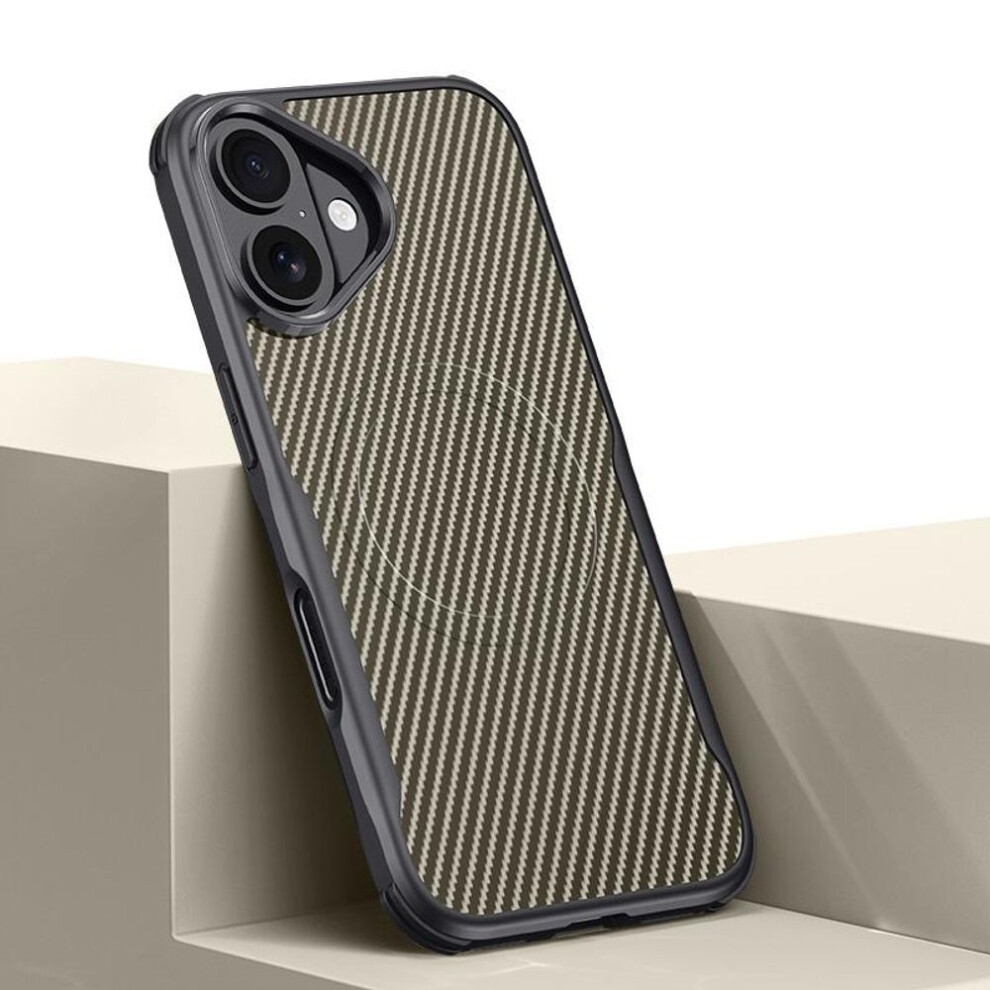 (gold, iPhone 14 Pro Max) Carbon Fiber Texture TPU Soft Magnetic Case For iPhone 16 Plus 15 Pro Max 14 Pro 13 12 11 for MagSafe Slim Shockproof Hybrid Silicone Phone Cover