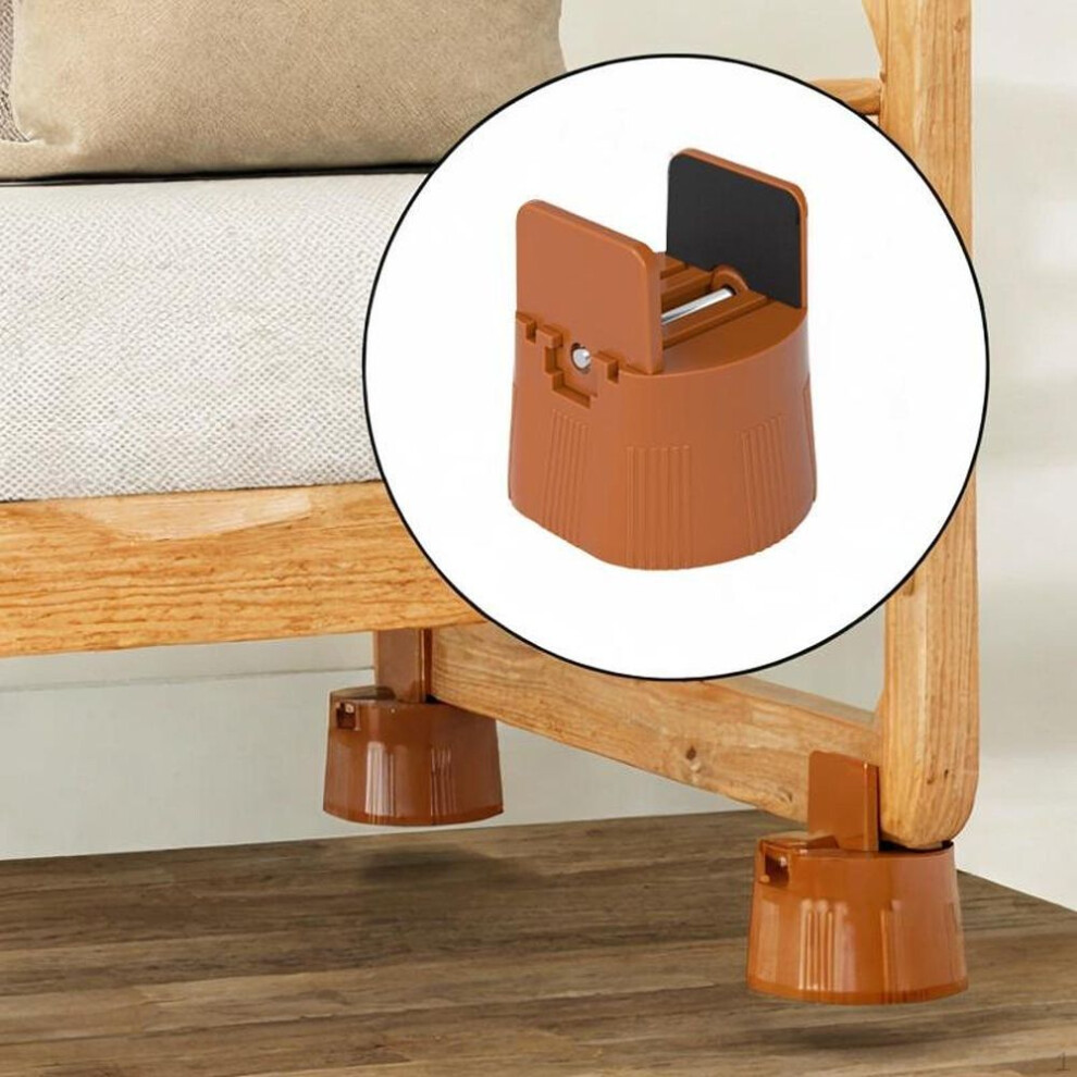 (brown) Bed Leg Riser Chair Height Extender Floor Protector Supplies Furniture with Adjustable