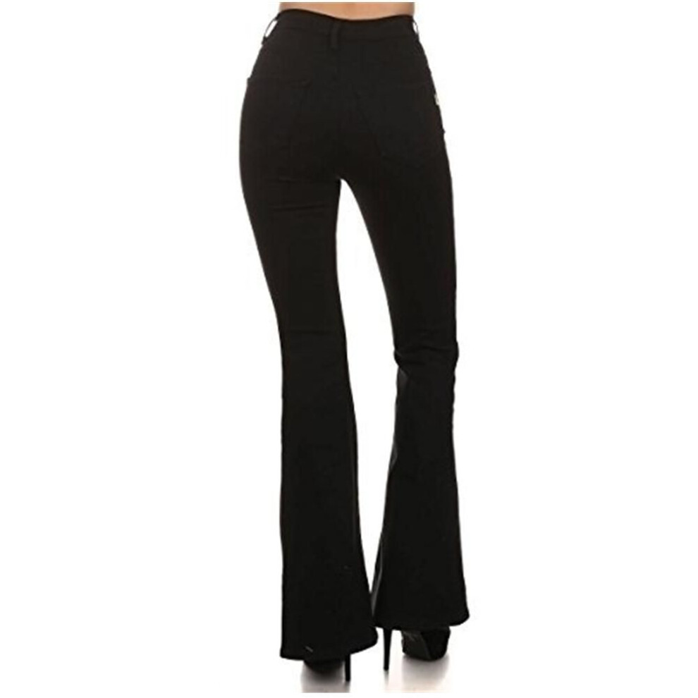(black, 4XL) Denim Flared Pants Women Bell Bottoms Autumn High Waist Fitted Jeans Ladies Flare Pants Wide Leg Tight Trousers