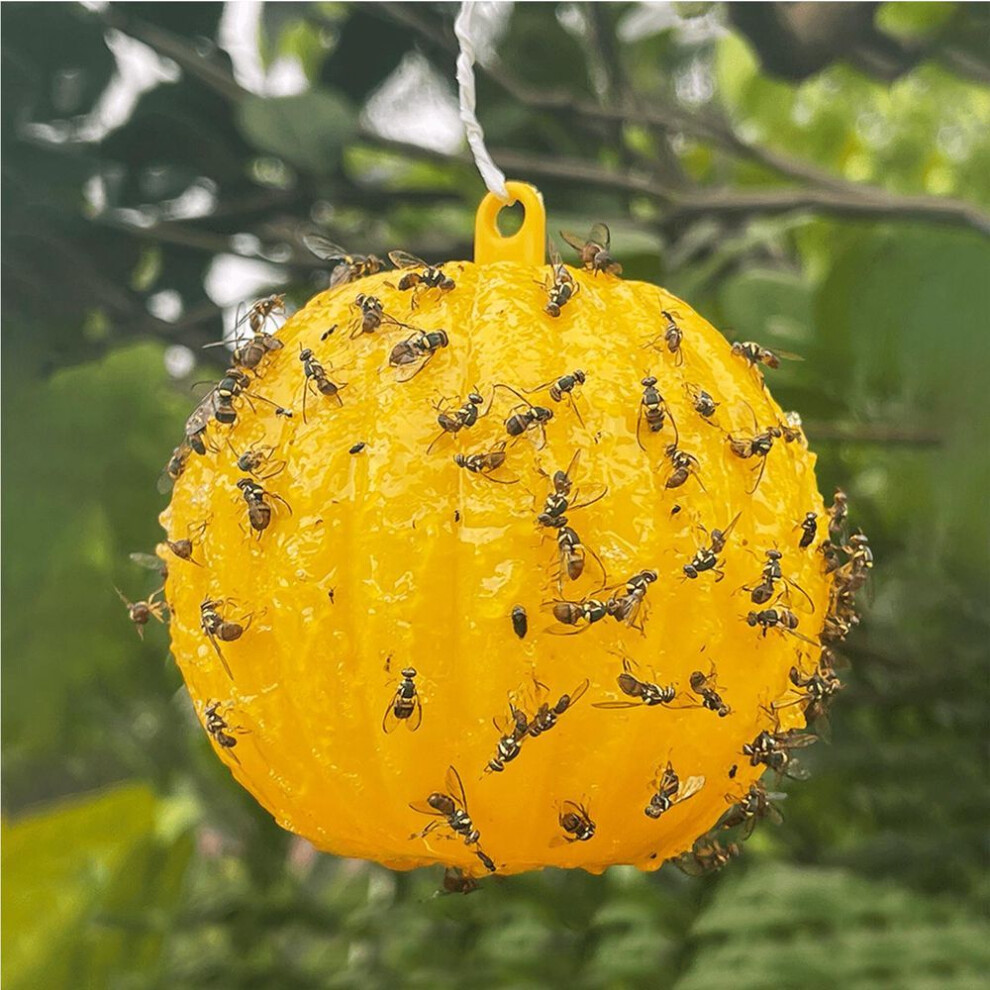 (yellow) Solid Color Hanging Sticky Fly Catcher Ball Kitchen Insect Cleaning Ball