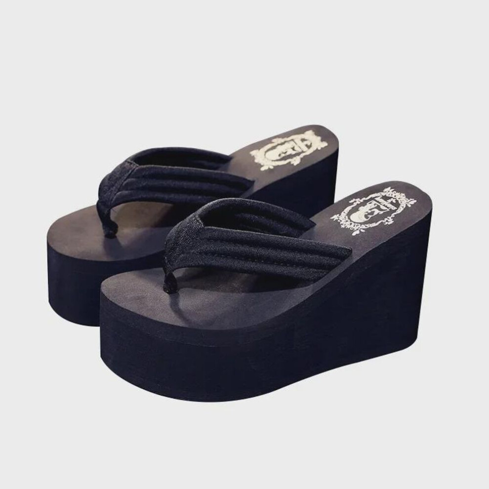 (black, 41) 11cm High Heel Korean Fashion Flip Flops - Non-slip Summer Nightclub Sandals For Women