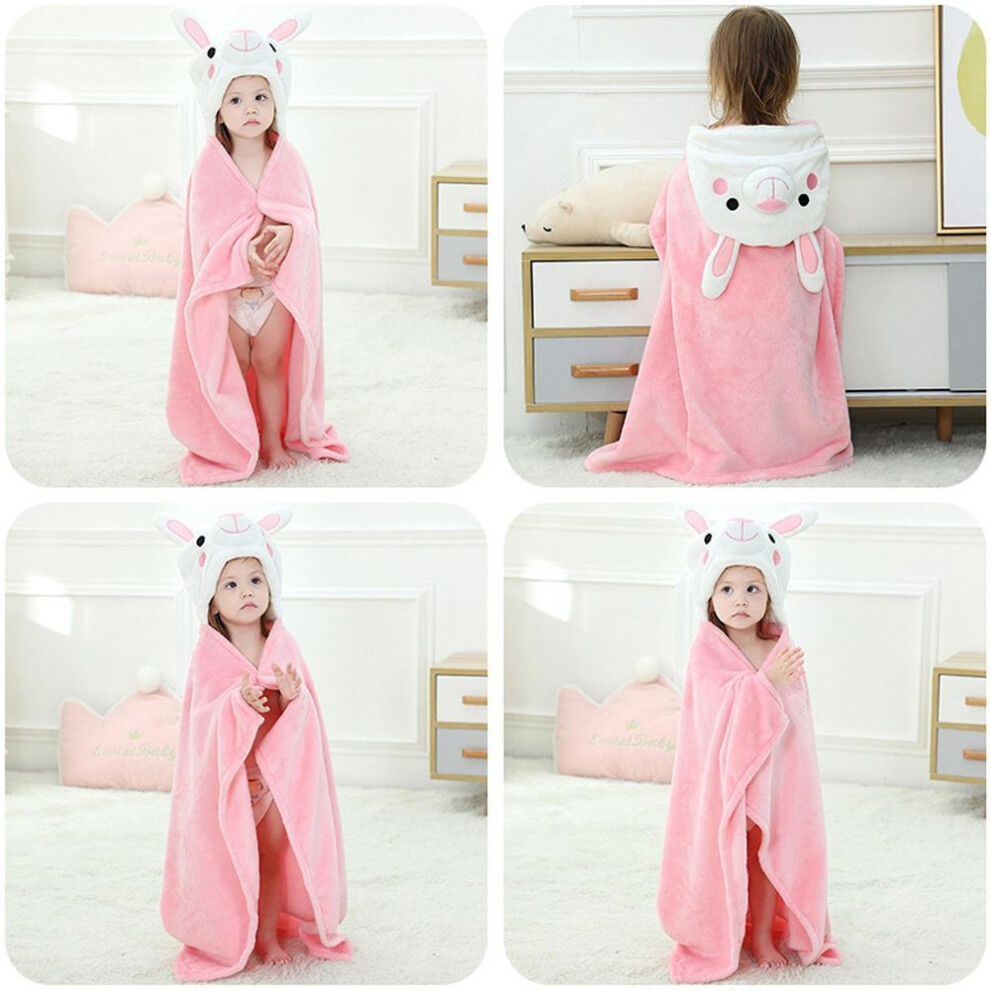 (pink) Toddler Baby Boys Girls Cute Cartoon Plush Receiving Blanket Cloak Wrap Bathrobe