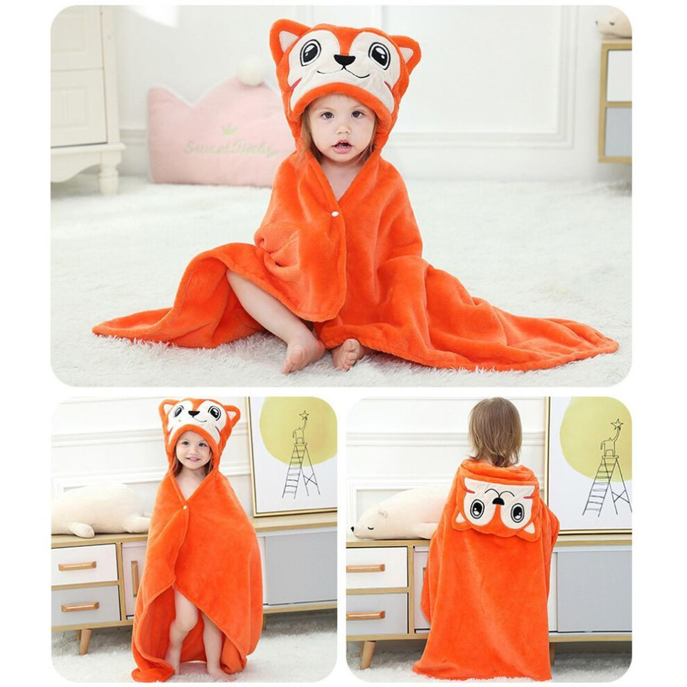 (orange) Toddler Baby Boys Girls Cute Cartoon Plush Receiving Blanket Cloak Wrap Bathrobe