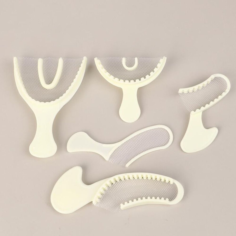 5Pcs/Set Dental Disposable Impression Bite Tray White With Net Upper And Lower Dentistry Tool Dental Consumable Material