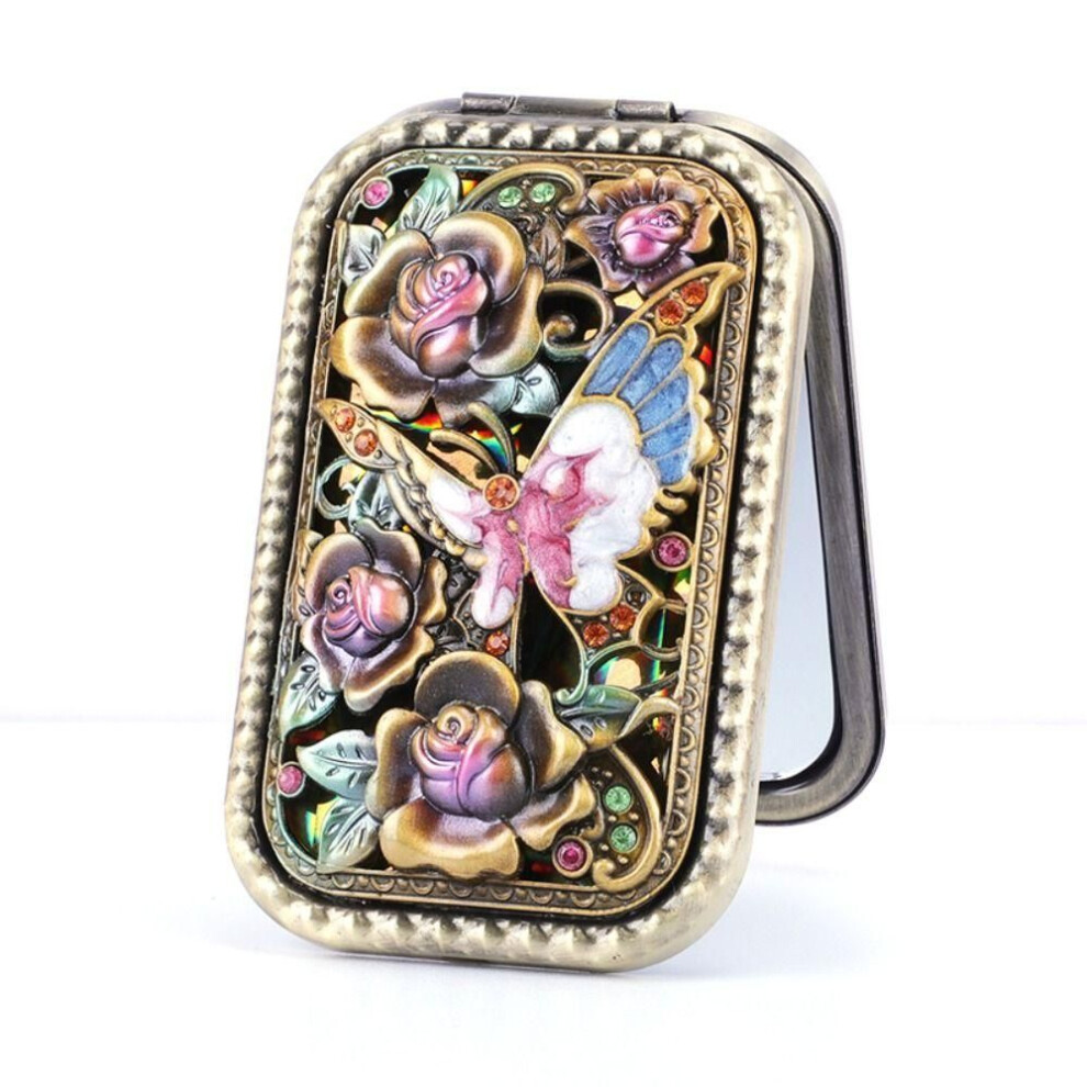 (11) Retro Makeup Mirror Square Cosmetic Folding Mirror Compact Pocket Mirror  Dressing Gift Mirror