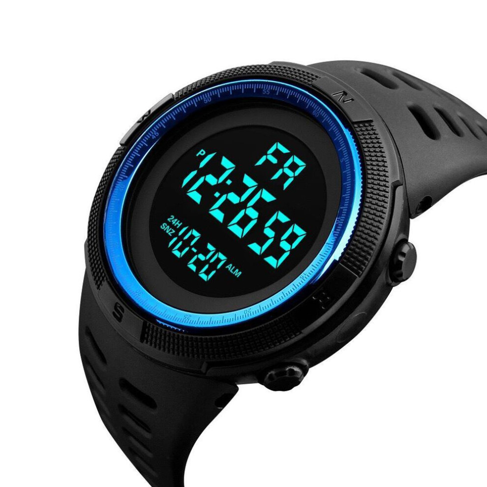 (blue) Men's Multi-Function Waterproof Sports Watch with Large Dial