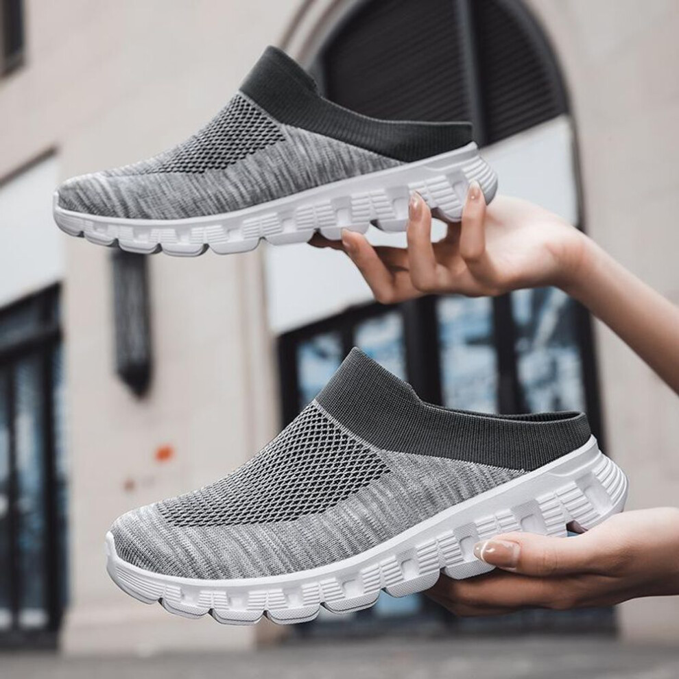 (grey, EU: 45) Women's Sandals Backless Walking Sneakers Summer Slip-on Mule Shoes Closed Toe Slippers For Men Plus Size 35-48