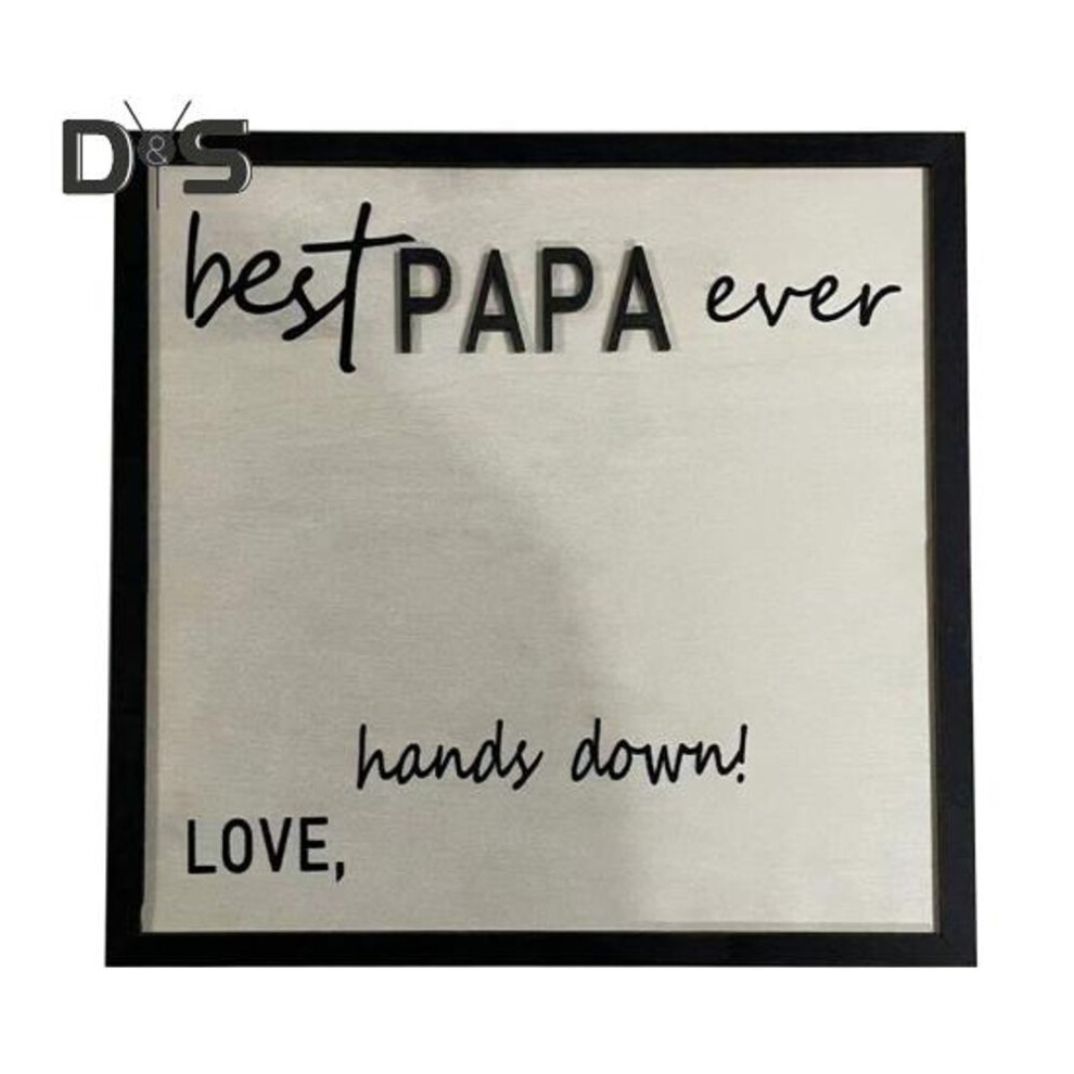 (as the picture, B) Diy Handprint Keepsake For Dad Best Dad Ever Wooden Plaque Desk Father And Kids Hands Down Sign For Daddy Papa Grandpa From Daughter Son Father's Day