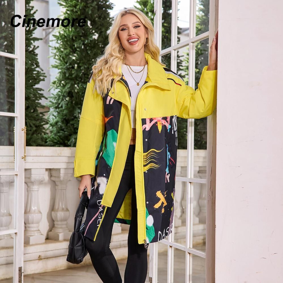 (yellow, M) Cinemore Autumn Trench Coat For Women Long Windbreaker Jacket Double Breasted Lapel Belted Classic Casual Female Tmd-327pv