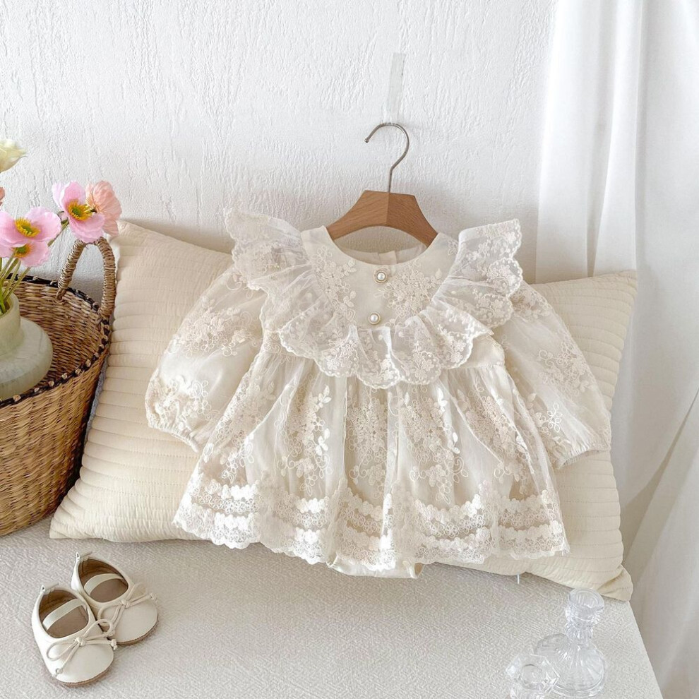 (80 CM) Spring & Autumn Baby Girl Princess Romper Dress - Newborn & One-year-old Jumpsuit.