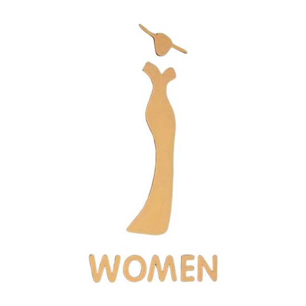 (golden, One Size Female) Yousheng Matte Acrylic Bathroom Sign Adhesive Restroom Door Toilet 3D Men Women Sign Business Office Hotel Washroom Wall Gender Identification Signage