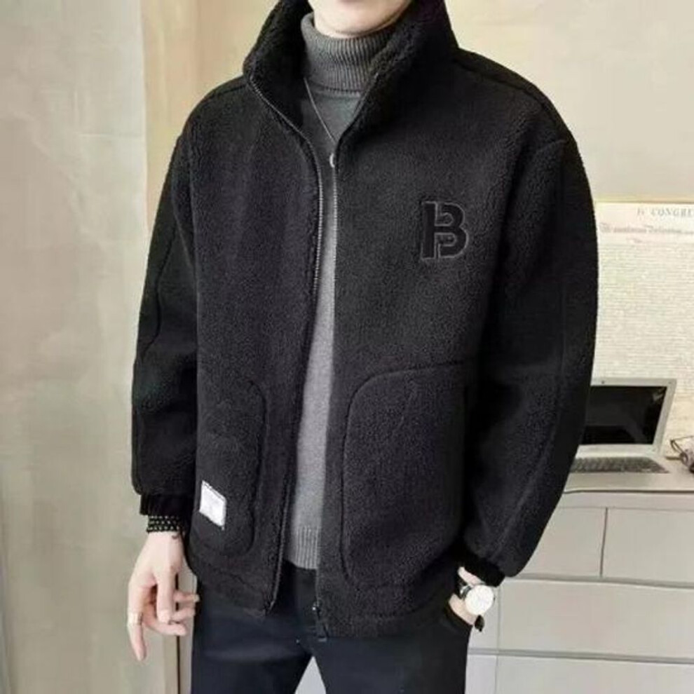(black, 4XL (165-180 lbs)) "2023 Men's Korean Wool-Blend Coat, Velvet-Lined, Thick for Autumn/Winter - Trendy Casual Wear