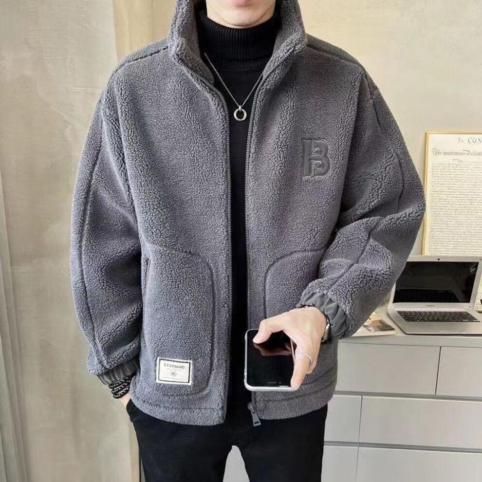 (gray, 4XL (165-180 lbs)) "2023 Men's Korean Wool-Blend Coat, Velvet-Lined, Thick for Autumn/Winter - Trendy Casual Wear