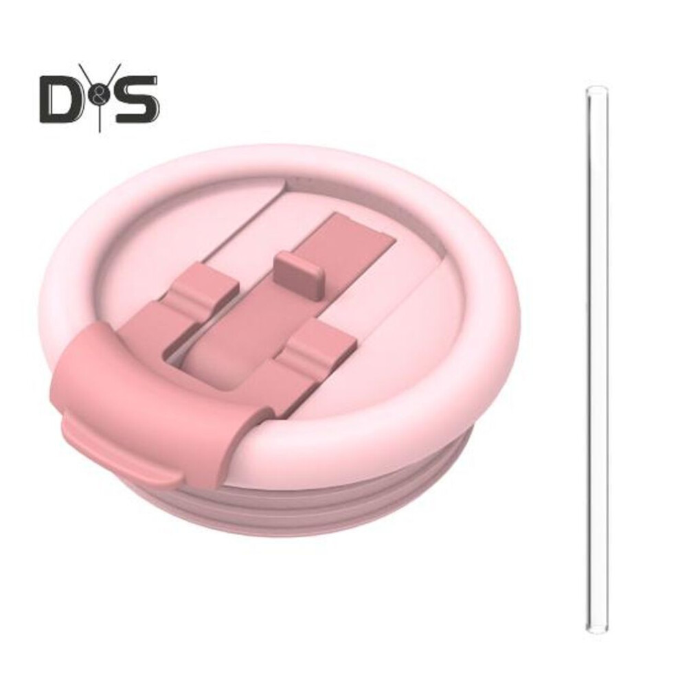 (pink) Tumbler Flip Straw Lid Replacement Silicone Leak Proof Reusable Splash Resistant Tumbler Lid Compatible With 40 Oz Cup Accessories