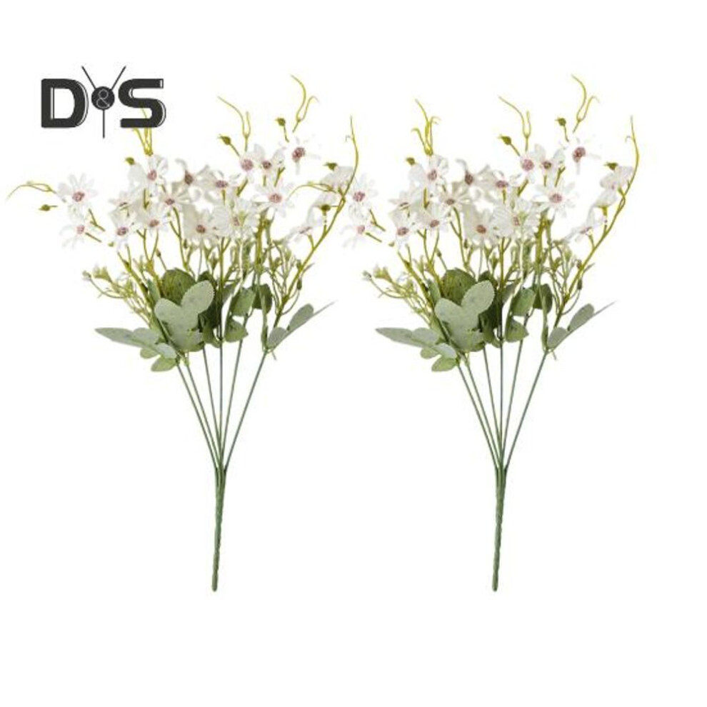 (white, 2pcs) 2 Pcs Simulated Flowers Bunch Artificial Daisies With Flexible Stem Weatherproof Fake Flowers For Vase Garden Home Decor Spring Summer Decoration